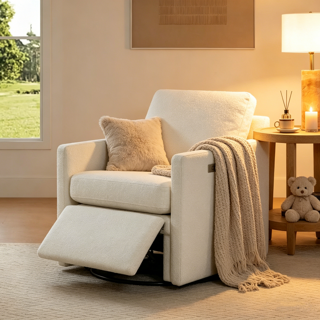 Fauteuil pivotant électrique avec repose-pieds et fonction d'inclinaison