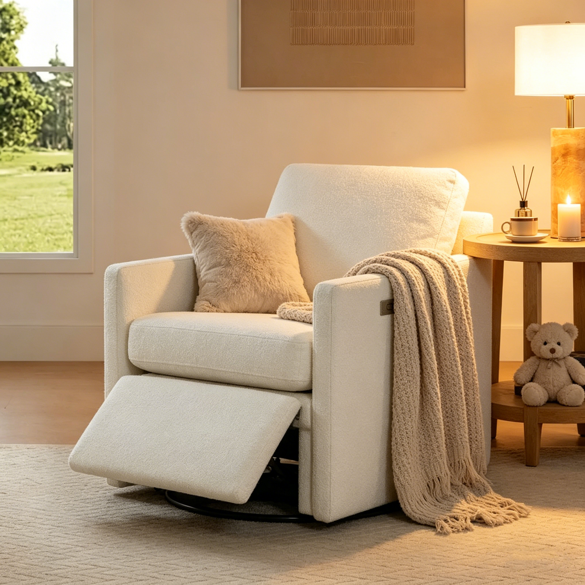 Fauteuil pivotant électrique avec repose-pieds et fonction d'inclinaison