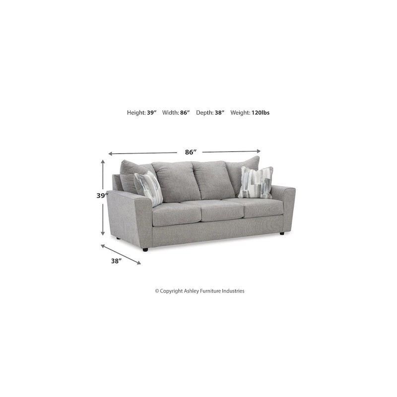 Ensemble de mobilier rembourré gris quatre pièces - 86 cm de large x 38 cm de profondeur x 39 cm de haut