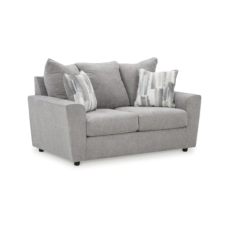 Ensemble de mobilier rembourré gris quatre pièces - 86 cm de large x 38 cm de profondeur x 39 cm de haut