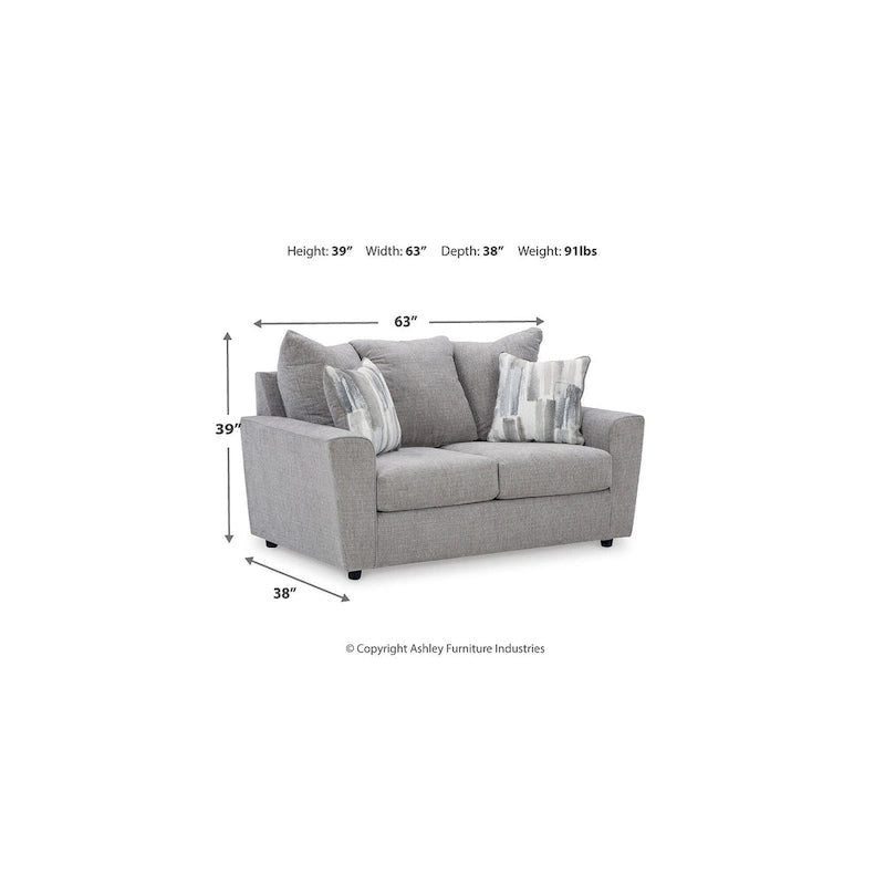 Ensemble de mobilier rembourré gris quatre pièces - 86 cm de large x 38 cm de profondeur x 39 cm de haut