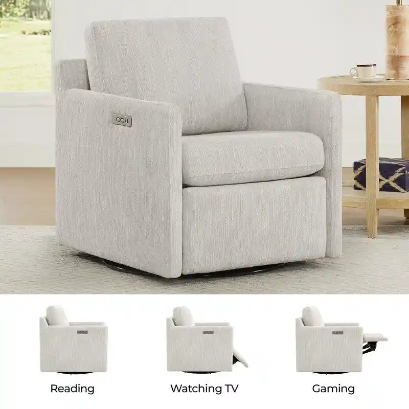 Fauteuil pivotant électrique avec repose-pieds et fonction d'inclinaison
