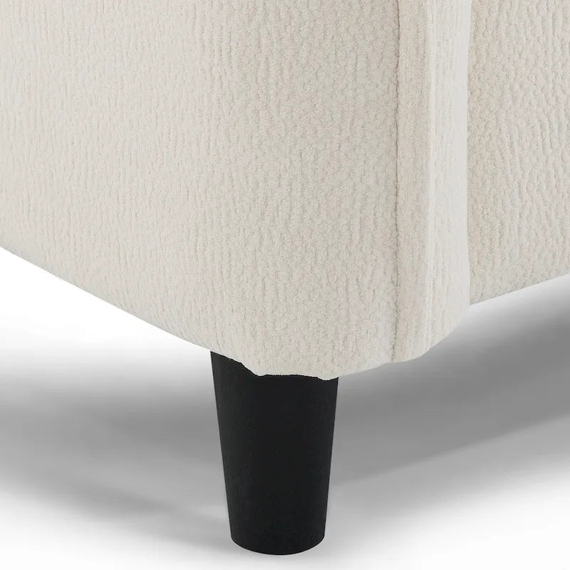 Canapé d'angle en L 5 places avec pouf amovible, revêtement en chenille Cloud et 5 coussins