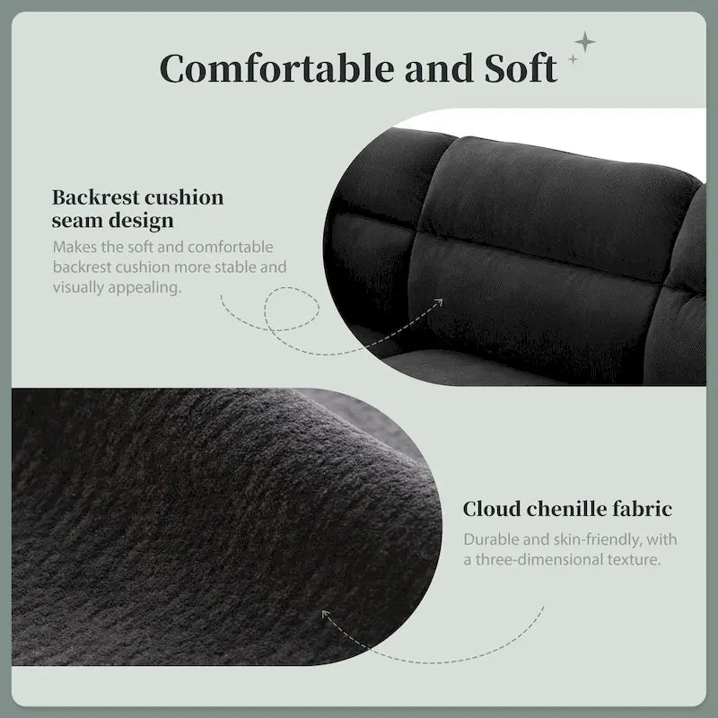 Canapé d'angle en L 5 places avec pouf amovible, revêtement en chenille Cloud et 5 coussins