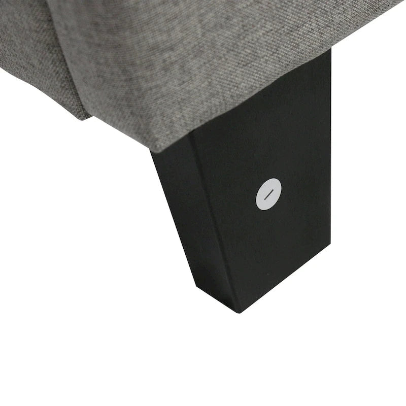 Lit plateforme King capitonné avec tête de lit en lin touffeté de boutons