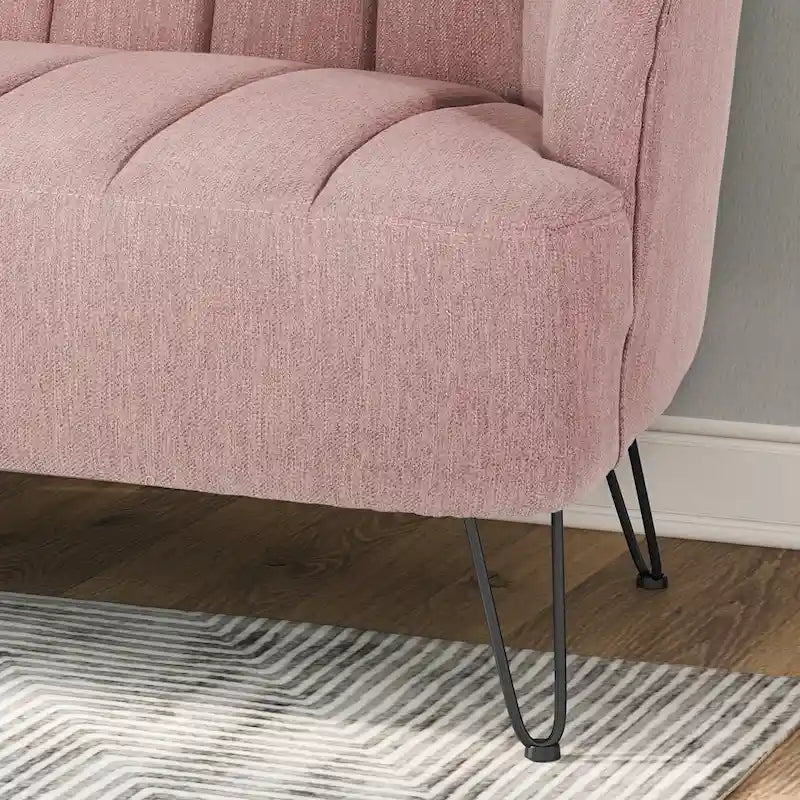 Canapé deux places en tissu moderne avec pieds en épingle à cheveux
