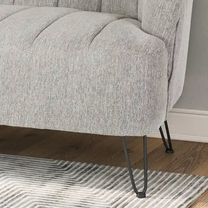 Canapé deux places en tissu moderne avec pieds en épingle à cheveux