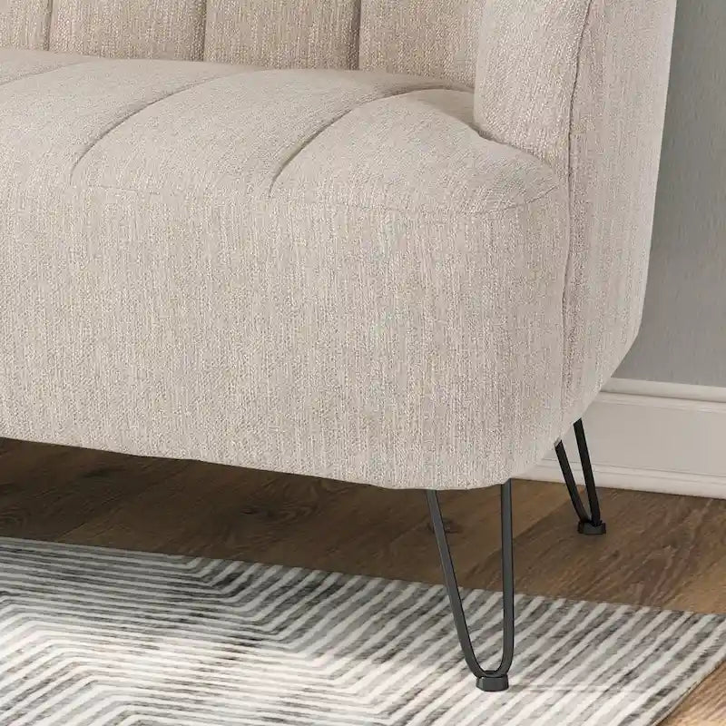 Canapé deux places en tissu moderne avec pieds en épingle à cheveux