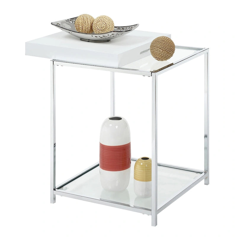 Table d'appoint Palm Beach avec étagères et plateau amovible