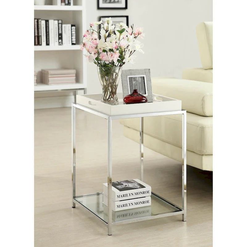 Table d'appoint Palm Beach avec étagères et plateau amovible