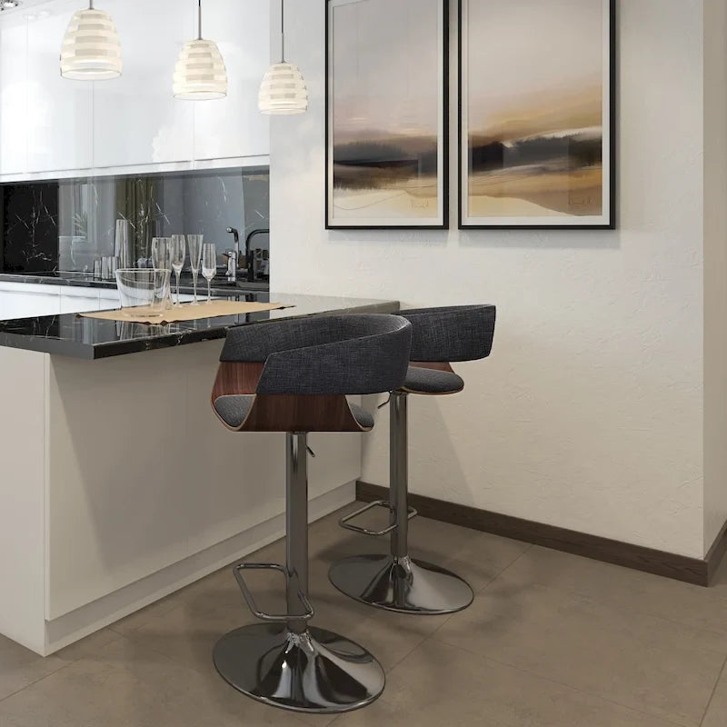 Tabouret de bar pivotant réglable de 84 cm, style médiéval-moderne