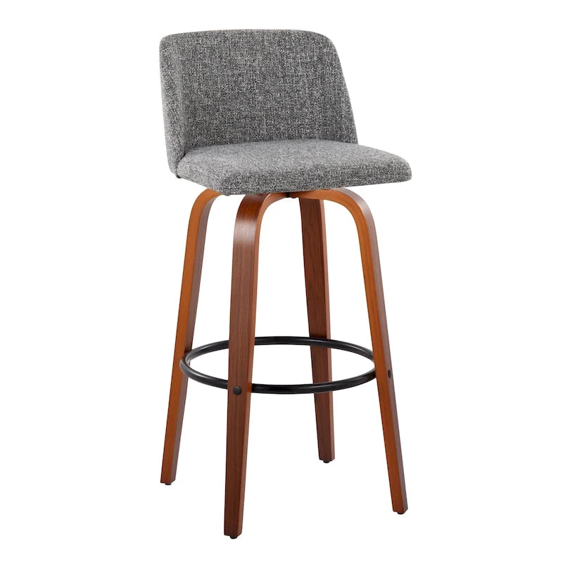 Tabourets de bar à hauteur fixe avec piètement en bois de noyer (lot de 2)