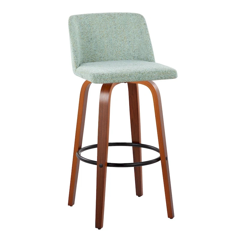 Tabourets de bar à hauteur fixe avec piètement en bois de noyer (lot de 2)