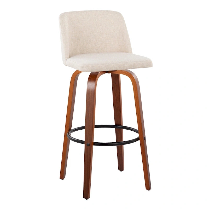 Tabourets de bar à hauteur fixe avec piètement en bois de noyer (lot de 2)