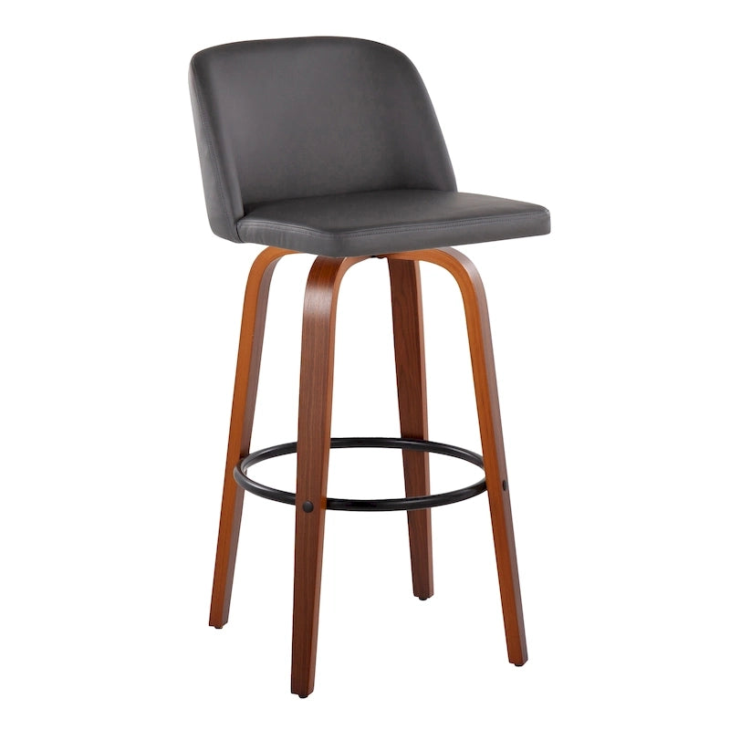 Tabourets de bar à hauteur fixe avec piètement en bois de noyer (lot de 2)