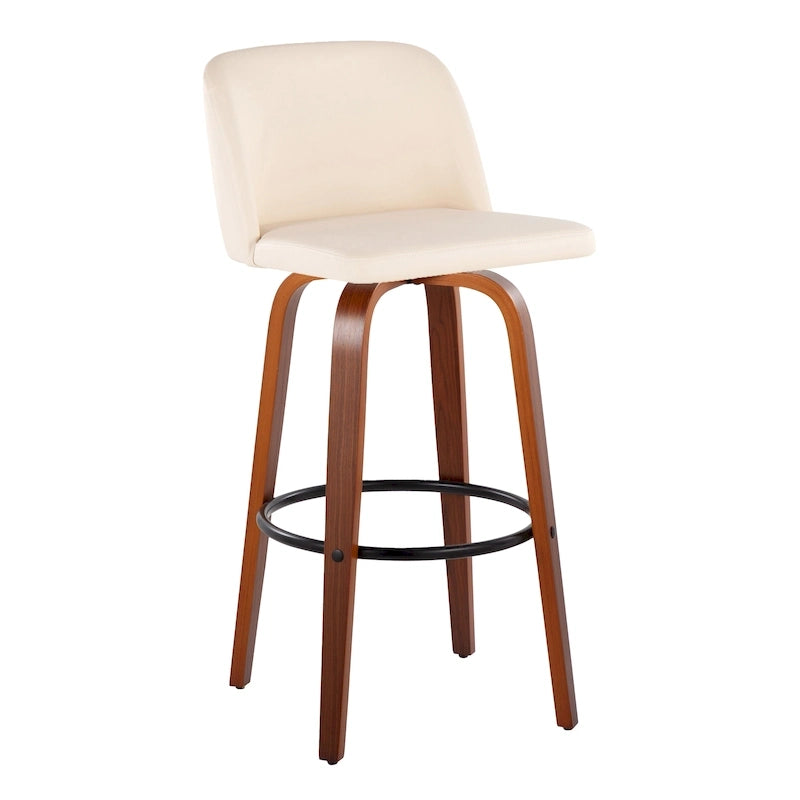 Tabourets de bar à hauteur fixe avec piètement en bois de noyer (lot de 2)