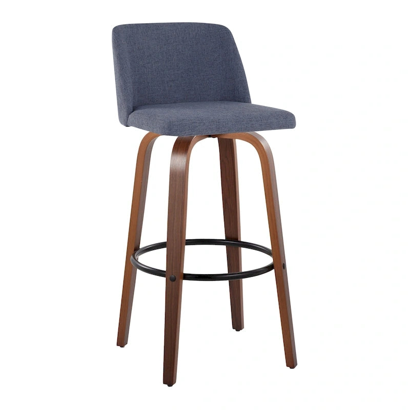 Tabourets de bar à hauteur fixe avec piètement en bois de noyer (lot de 2)