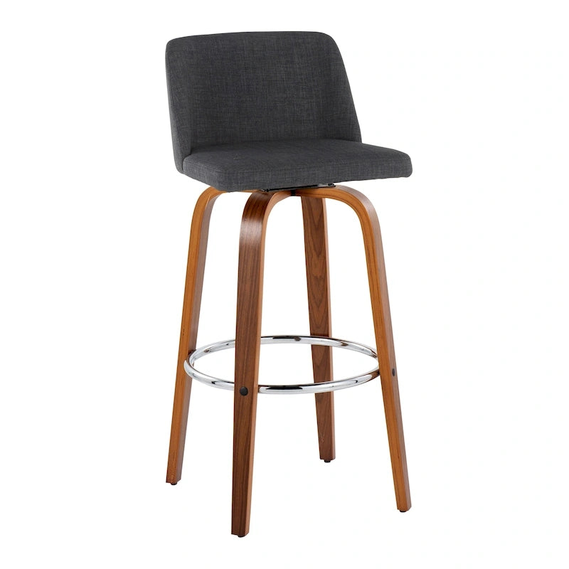 Tabourets de bar à hauteur fixe avec piètement en bois de noyer (lot de 2)