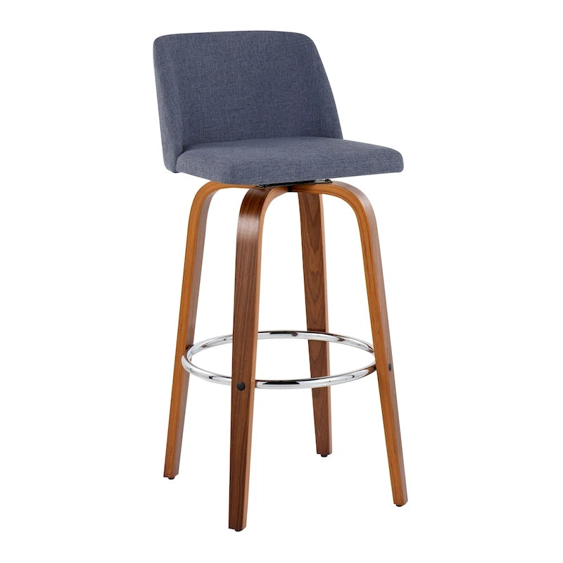 Tabourets de bar à hauteur fixe avec piètement en bois de noyer (lot de 2)