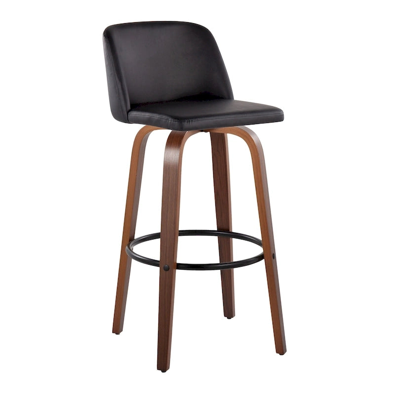 Tabourets de bar à hauteur fixe avec piètement en bois de noyer (lot de 2)