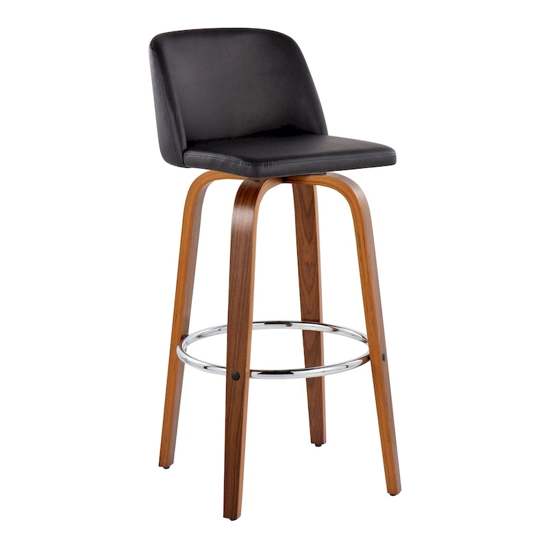 Tabourets de bar à hauteur fixe avec piètement en bois de noyer (lot de 2)