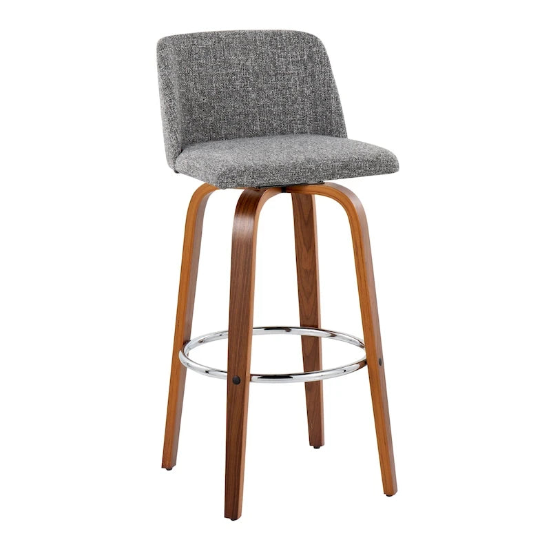 Tabourets de bar à hauteur fixe avec piètement en bois de noyer (lot de 2)