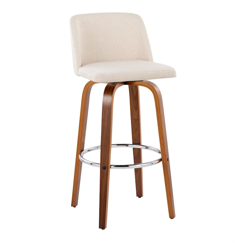 Tabourets de bar à hauteur fixe avec piètement en bois de noyer (lot de 2)