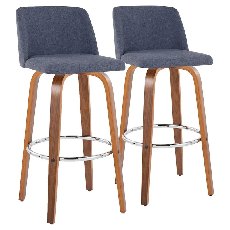 Tabourets de bar à hauteur fixe avec piètement en bois de noyer (lot de 2)