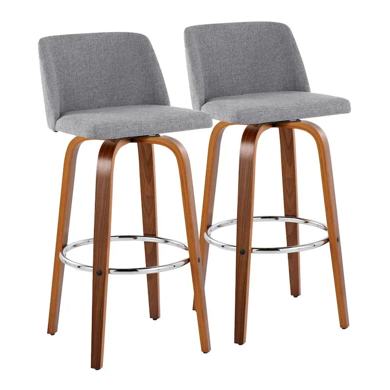 Tabourets de bar à hauteur fixe avec piètement en bois de noyer (lot de 2)
