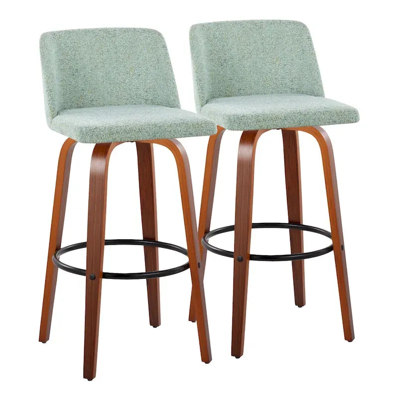Tabourets de bar à hauteur fixe avec piètement en bois de noyer (lot de 2)