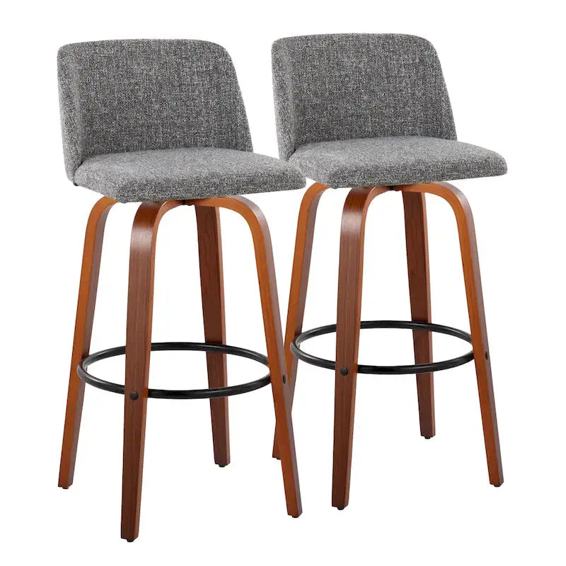 Tabourets de bar à hauteur fixe avec piètement en bois de noyer (lot de 2)