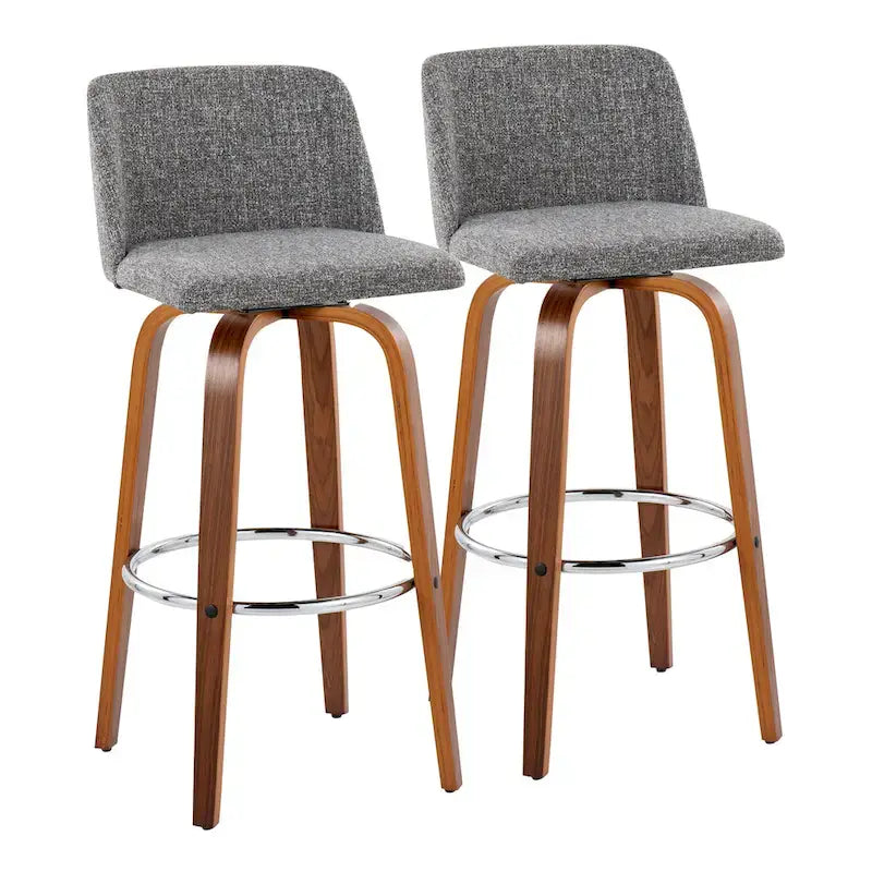Tabourets de bar à hauteur fixe avec piètement en bois de noyer (lot de 2)