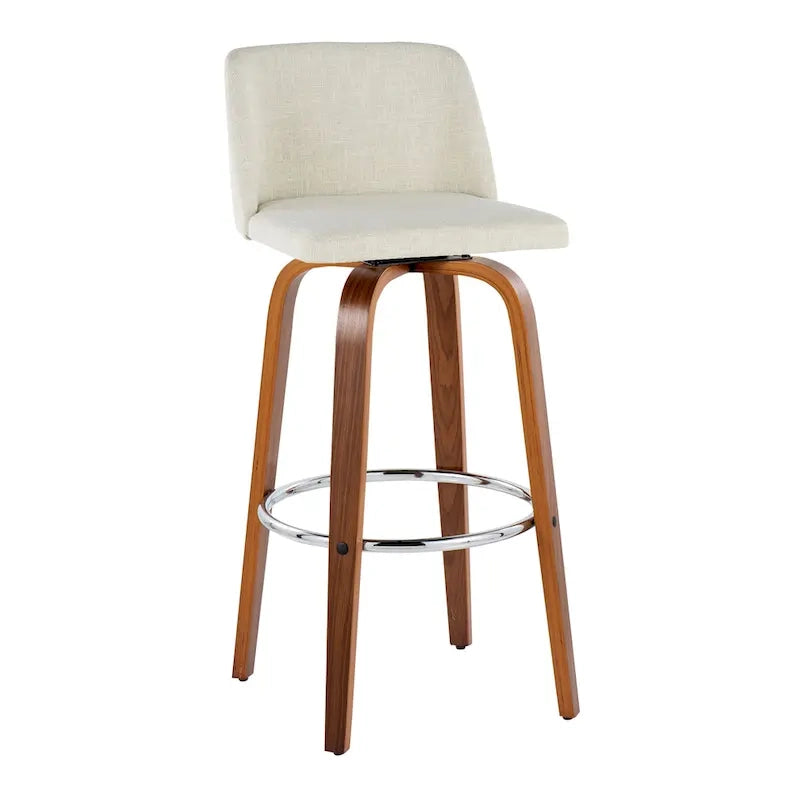 Tabourets de bar à hauteur fixe avec piètement en bois de noyer (lot de 2)