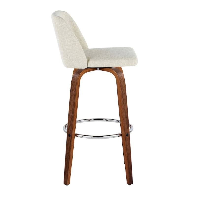 Tabourets de bar à hauteur fixe avec piètement en bois de noyer (lot de 2)