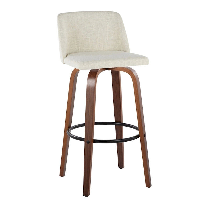 Tabourets de bar à hauteur fixe avec piètement en bois de noyer (lot de 2)
