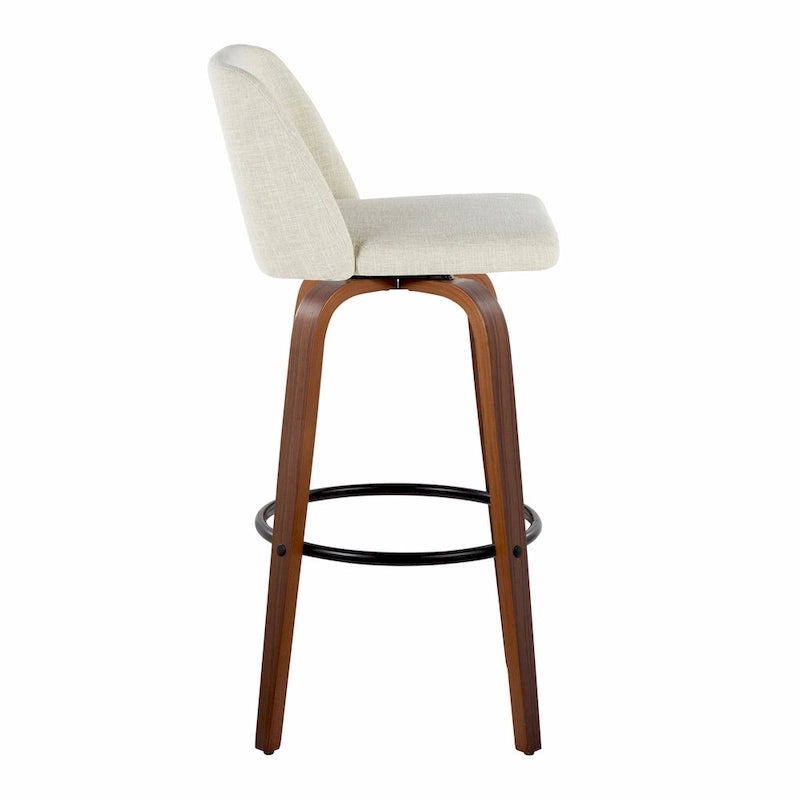 Tabourets de bar à hauteur fixe avec piètement en bois de noyer (lot de 2)