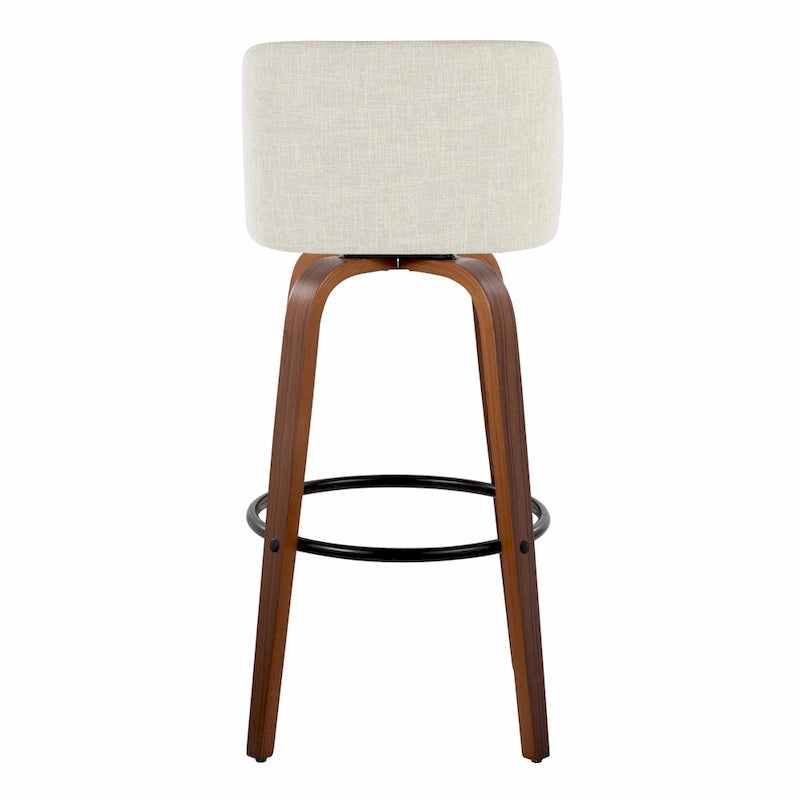 Tabourets de bar à hauteur fixe avec piètement en bois de noyer (lot de 2)