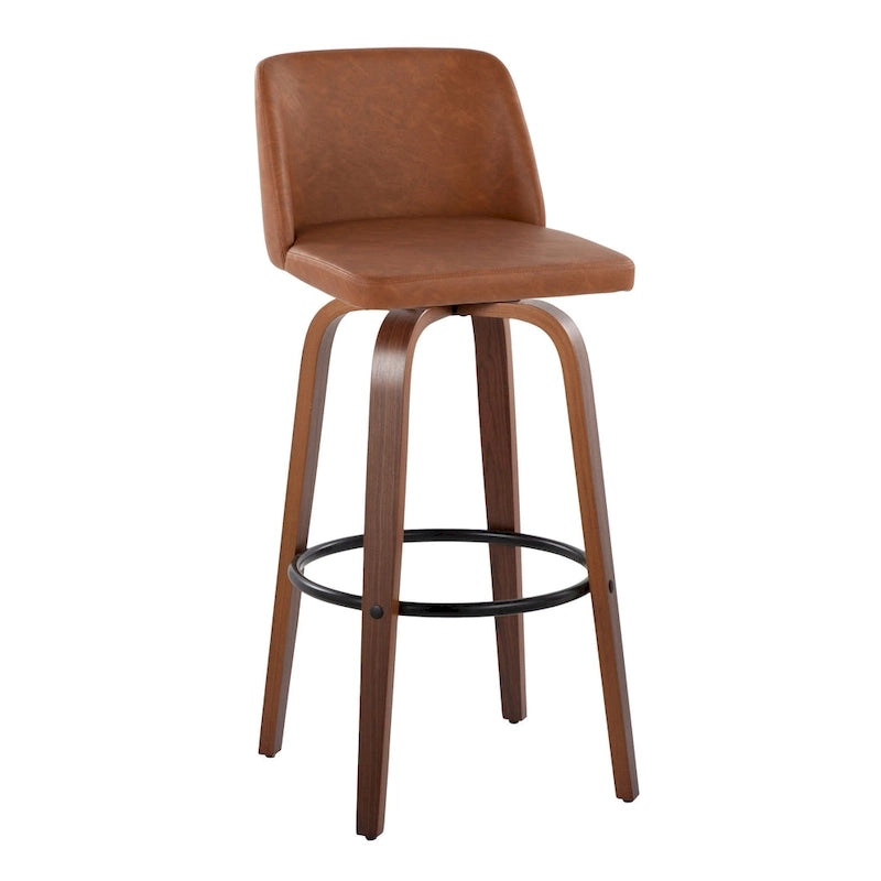 Tabourets de bar à hauteur fixe avec piètement en bois de noyer (lot de 2)