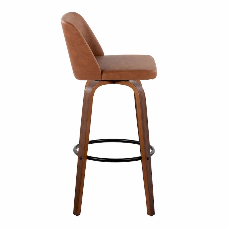 Tabourets de bar à hauteur fixe avec piètement en bois de noyer (lot de 2)