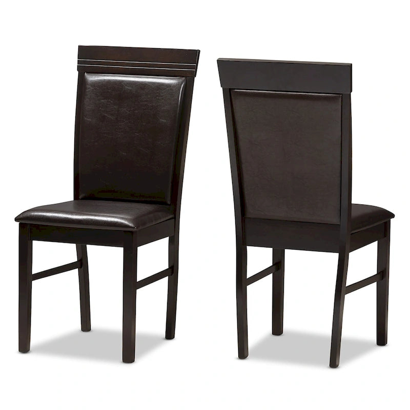 Ensemble de chaises de salle à manger modernes en similicuir marron foncé