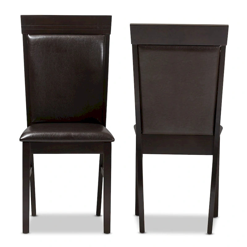 Ensemble de chaises de salle à manger modernes en similicuir marron foncé