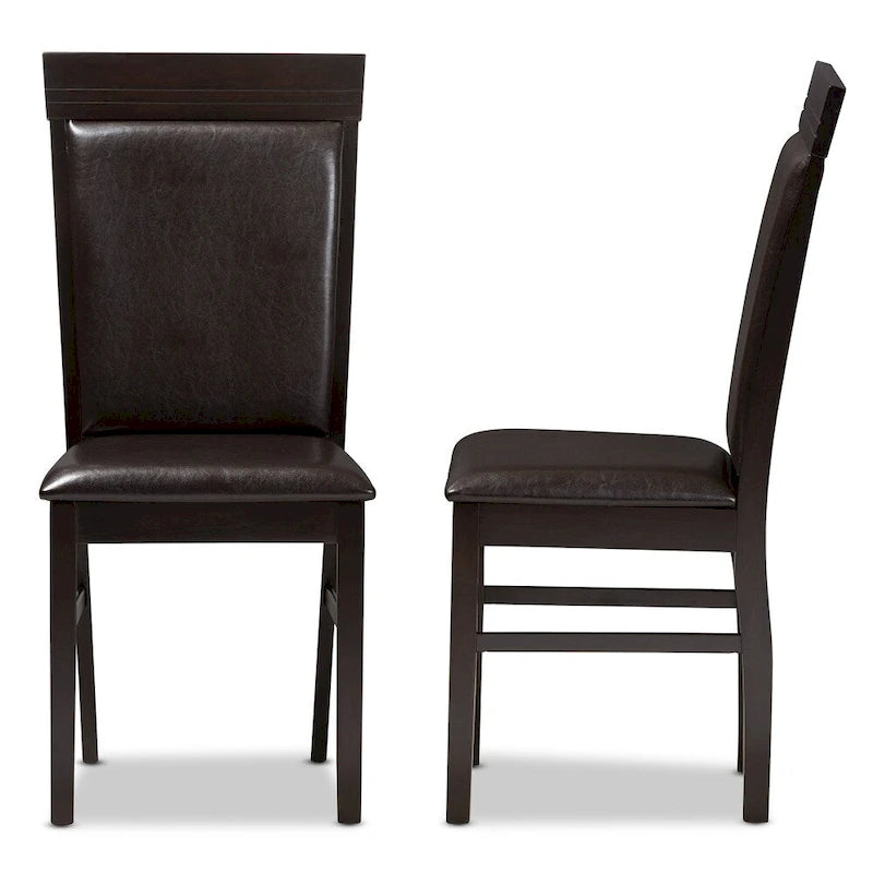 Ensemble de chaises de salle à manger modernes en similicuir marron foncé