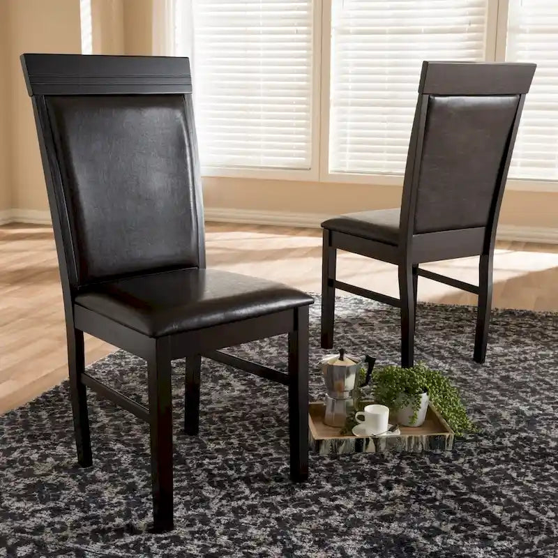 Ensemble de chaises de salle à manger modernes en similicuir marron foncé