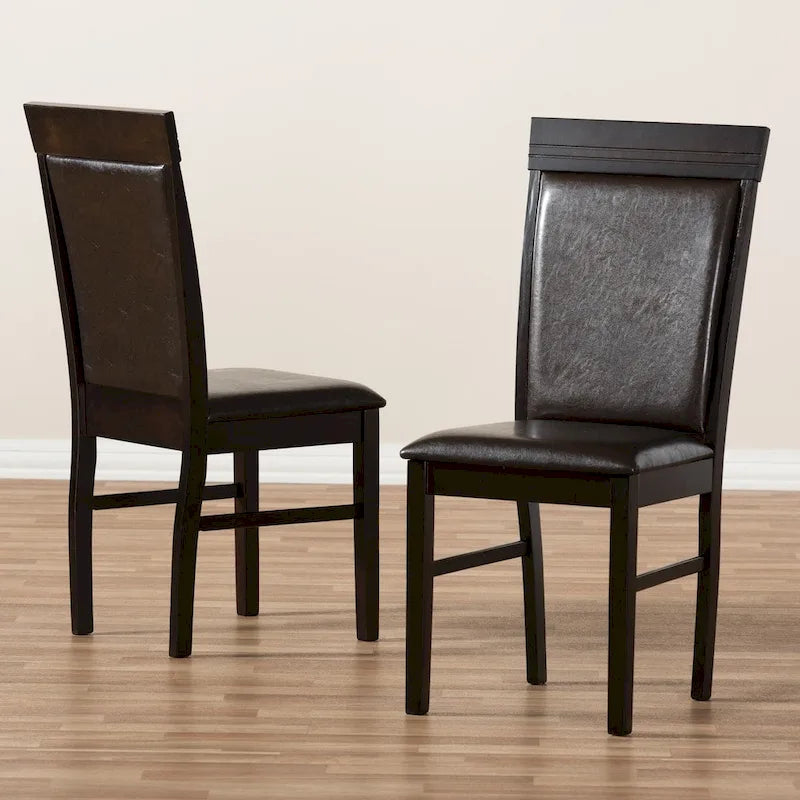 Ensemble de chaises de salle à manger modernes en similicuir marron foncé
