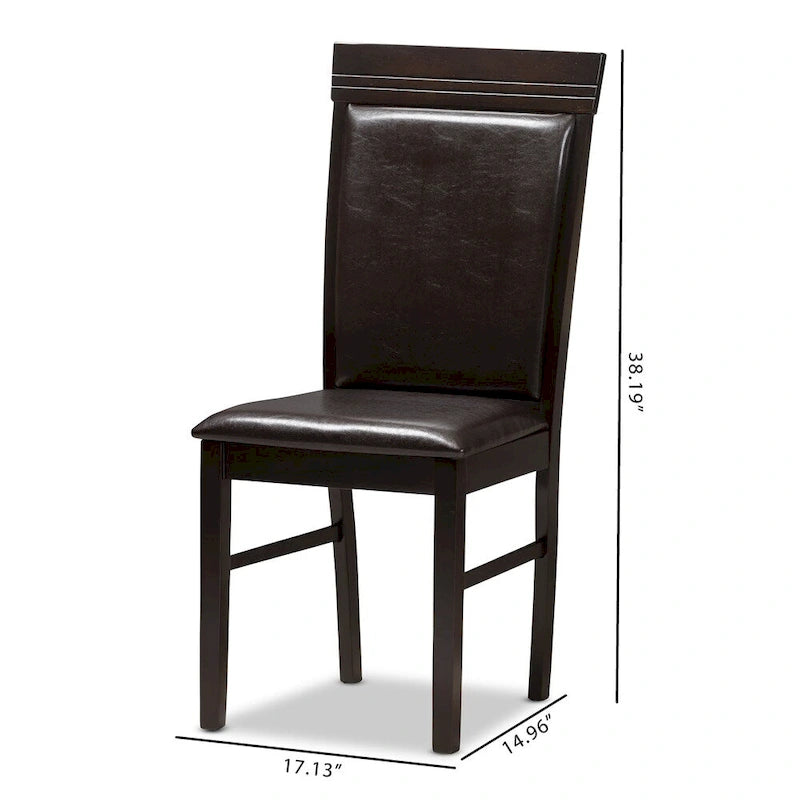 Ensemble de chaises de salle à manger modernes en similicuir marron foncé