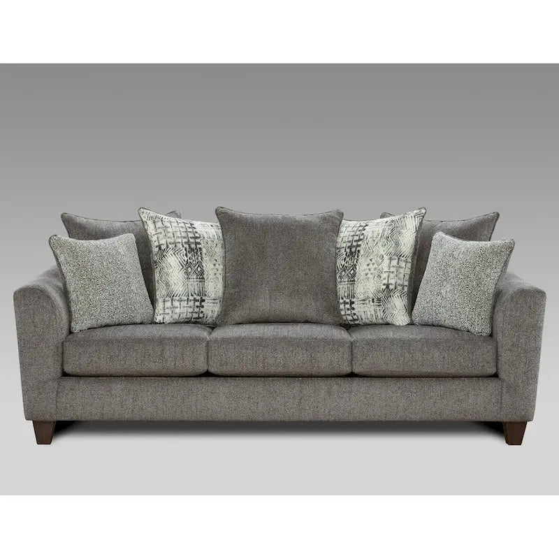 Ensemble de mobilier de salon deux pièces, canapé et causeuse, couleur ardoise Tori.