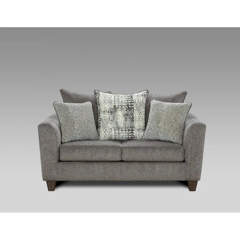 Ensemble de mobilier de salon deux pièces, canapé et causeuse, couleur ardoise Tori.