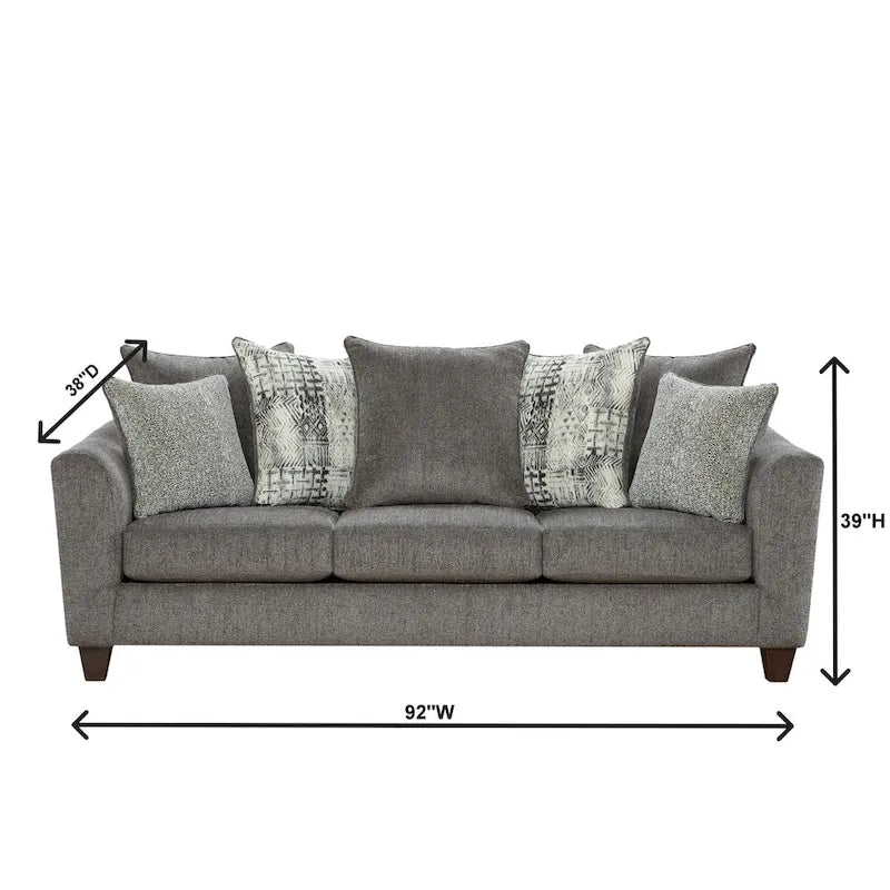Ensemble de mobilier de salon deux pièces, canapé et causeuse, couleur ardoise Tori.