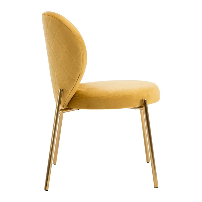 Chaises de salle à manger en velours, petites chaises d'appoint mignonnes avec pieds en métal doré, lot de 2