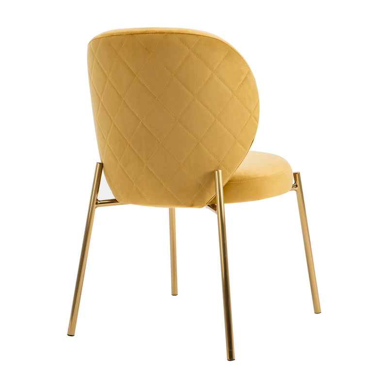 Chaises de salle à manger en velours, petites chaises d'appoint mignonnes avec pieds en métal doré, lot de 2